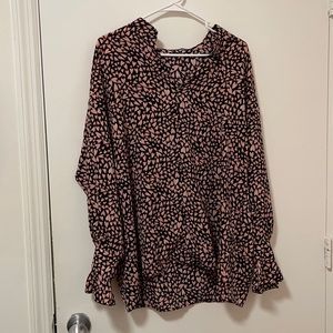 SHEIN Allover Heart Print Sleeve Blouse